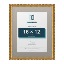 Louis Range Gold Picture, Photo & Poster Frame with Dawn Grey Mount - 20x16" Frame for 16x12" Photo, Gold