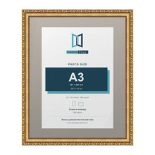 Louis Range Gold Picture, Photo & Poster Frame with Dawn Grey Mount - 20x16" Frame for A3 Photo, Gold