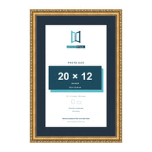 Louis Range Gold Picture, Photo & Poster Frame with Pacific Blue Mount - 24x16" Frame for 20x12" Photo, Gold