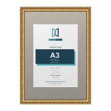 Louis Range Gold Picture, Photo & Poster Frame with Dawn Grey Mount - A2 Frame for A3 Photo, Gold