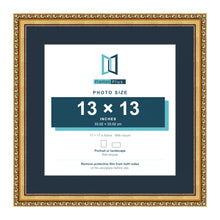 Louis Range Gold Picture, Photo & Poster Frame with Pacific Blue Mount - 17x17" Frame for 13x13" Photo, Gold