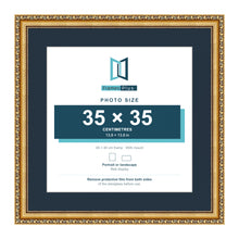 Louis Range Gold Picture, Photo & Poster Frame with Pacific Blue Mount - 45x45cm Frame for 35x35cm Photo, Gold