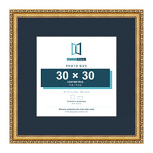 Louis Range Gold Picture, Photo & Poster Frame with Pacific Blue Mount - 45x45cm Frame for 30x30cm Photo, Gold