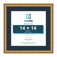 Louis Range Gold Picture, Photo & Poster Frame with Pacific Blue Mount - 18x18" Frame for 14x14" Photo, Gold