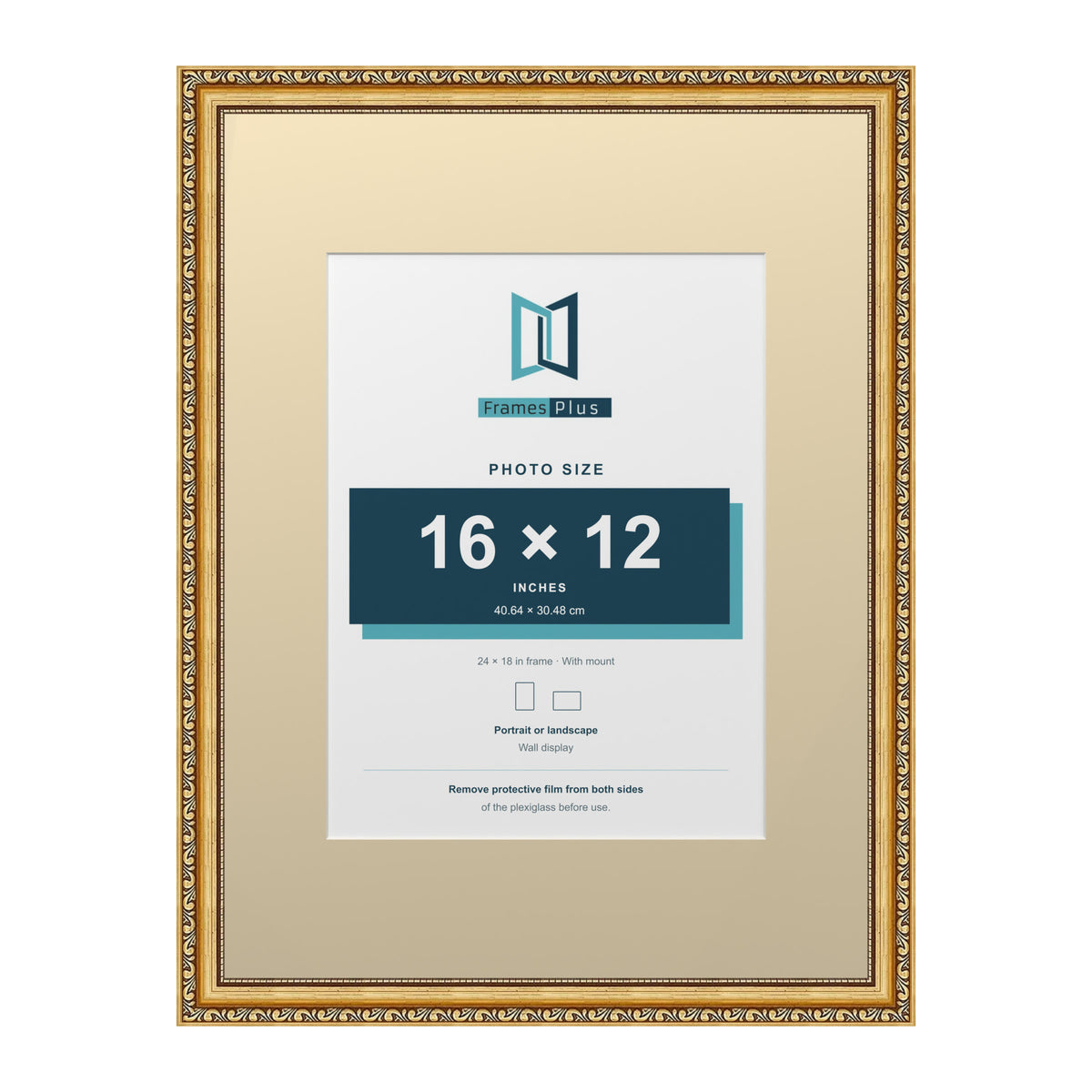 Louis Range Gold Picture, Photo & Poster Frame with Ivory Mount - 24x18" Frame for 16x12" Photo, Gold