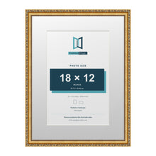Louis Range Gold Picture, Photo & Poster Frame with White Mount - 24x18" Frame for 18x12" Photo, Gold