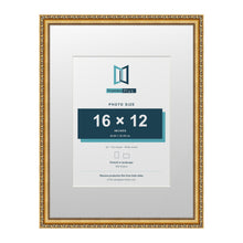 Louis Range Gold Picture, Photo & Poster Frame with White Mount - 24x18" Frame for 16x12" Photo, Gold