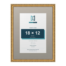 Louis Range Gold Picture, Photo & Poster Frame with Dawn Grey Mount - 24x18" Frame for 18x12" Photo, Gold