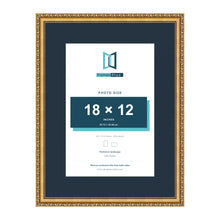 Louis Range Gold Picture, Photo & Poster Frame with Pacific Blue Mount - 24x18" Frame for 18x12" Photo, Gold
