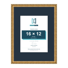 Louis Range Gold Picture, Photo & Poster Frame with Pacific Blue Mount - 24x18" Frame for 16x12" Photo, Gold