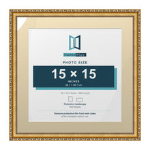 Louis Range Gold Picture, Photo & Poster Frame with Ivory Mount - 19x19" Frame for 15x15" Photo, Gold