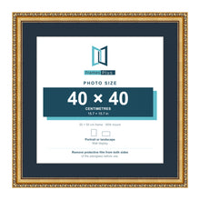 Louis Range Gold Picture, Photo & Poster Frame with Pacific Blue Mount - 50x50cm Frame for 40x40cm Photo, Gold