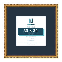Louis Range Gold Picture, Photo & Poster Frame with Pacific Blue Mount - 50x50cm Frame for 30x30cm Photo, Gold