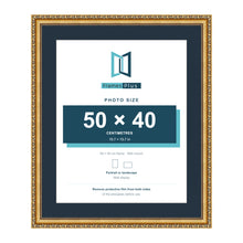 Louis Range Gold Picture, Photo & Poster Frame with Pacific Blue Mount - 60x50cm Frame for 50x40cm Photo, Gold