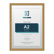 Louis Range Gold Picture, Photo & Poster Frame with White Mount - 70x50cm Frame for A2 Photo, Gold