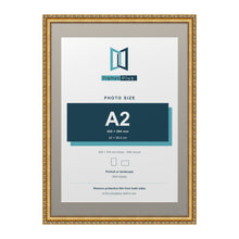 Louis Range Gold Picture, Photo & Poster Frame with Dawn Grey Mount - 70x50cm Frame for A2 Photo, Gold