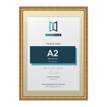 Louis Range Gold Picture, Photo & Poster Frame with Ivory Mount - 70x50cm Frame for A2 Photo, Gold