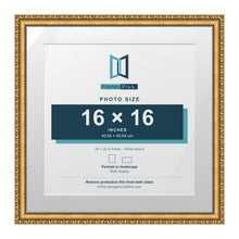 Louis Range Gold Picture, Photo & Poster Frame with White Mount - 20x20" Frame for 16x16" Photo, Gold