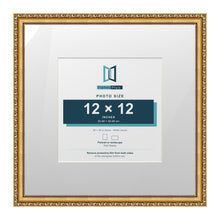 Louis Range Gold Picture, Photo & Poster Frame with White Mount - 20x20" Frame for 12x12" Photo, Gold