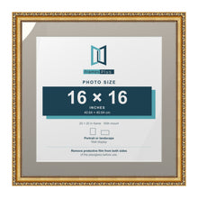 Louis Range Gold Picture, Photo & Poster Frame with Dawn Grey Mount - 20x20" Frame for 16x16" Photo, Gold