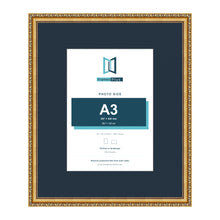 Louis Range Gold Picture, Photo & Poster Frame with Pacific Blue Mount - 24x20" Frame for A3 Photo, Gold