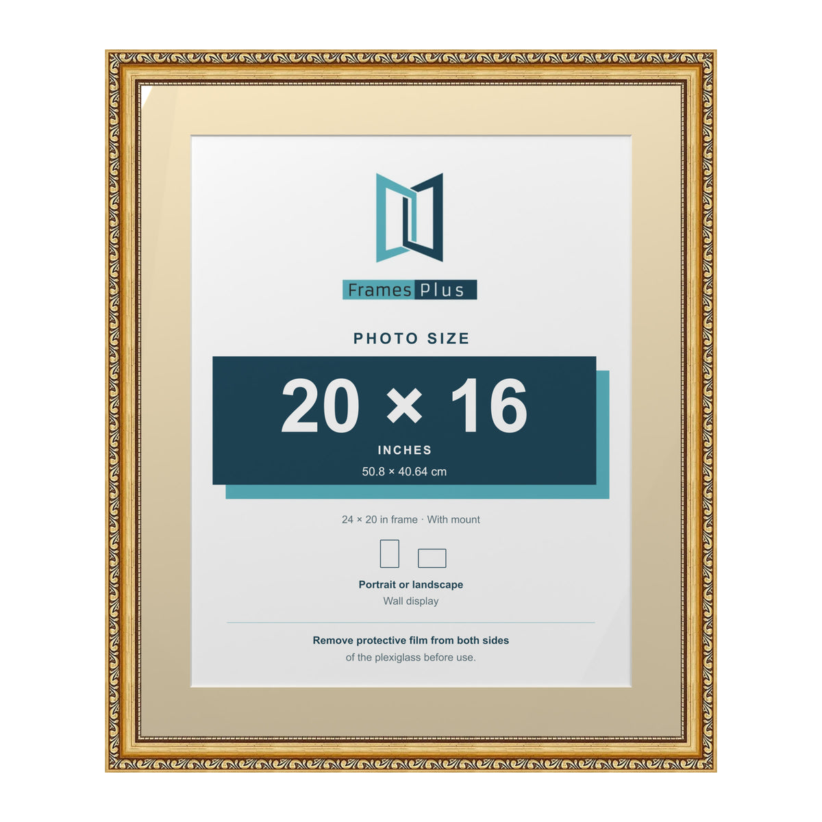 Louis Range Gold Picture, Photo & Poster Frame with Ivory Mount - 24x20" Frame for 20x16" Photo, Gold