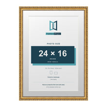 Louis Range Gold Picture, Photo & Poster Frame with White Mount - 28x20" Frame for 24x16" Photo, Gold