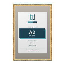 Louis Range Gold Picture, Photo & Poster Frame with Dawn Grey Mount - 30x20" Frame for A2 Photo, Gold