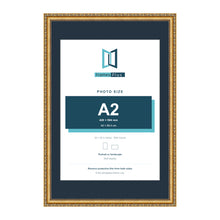 Louis Range Gold Picture, Photo & Poster Frame with Pacific Blue Mount - 30x20" Frame for A2 Photo, Gold