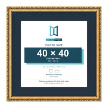 Louis Range Gold Picture, Photo & Poster Frame with Pacific Blue Mount - 52x52cm Frame for 40x40cm Photo, Gold