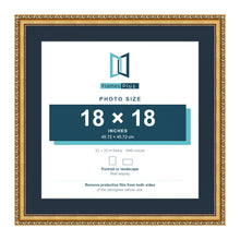Louis Range Gold Picture, Photo & Poster Frame with Pacific Blue Mount - 22x22" Frame for 18x18" Photo, Gold