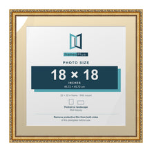 Louis Range Gold Picture, Photo & Poster Frame with Ivory Mount - 22x22" Frame for 18x18" Photo, Gold