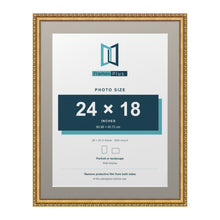 Louis Range Gold Picture, Photo & Poster Frame with Dawn Grey Mount - 28x22" Frame for 24x18" Photo, Gold