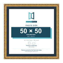 Louis Range Gold Picture, Photo & Poster Frame with Pacific Blue Mount - 56x56cm Frame for 50x50cm Photo, Gold