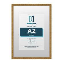 Louis Range Gold Picture, Photo & Poster Frame with White Mount - A1 Frame for A2 Photo, Gold