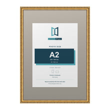 Louis Range Gold Picture, Photo & Poster Frame with Dawn Grey Mount - A1 Frame for A2 Photo, Gold