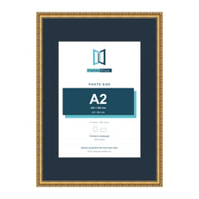 Louis Range Gold Picture, Photo & Poster Frame with Pacific Blue Mount - A1 Frame for A2 Photo, Gold
