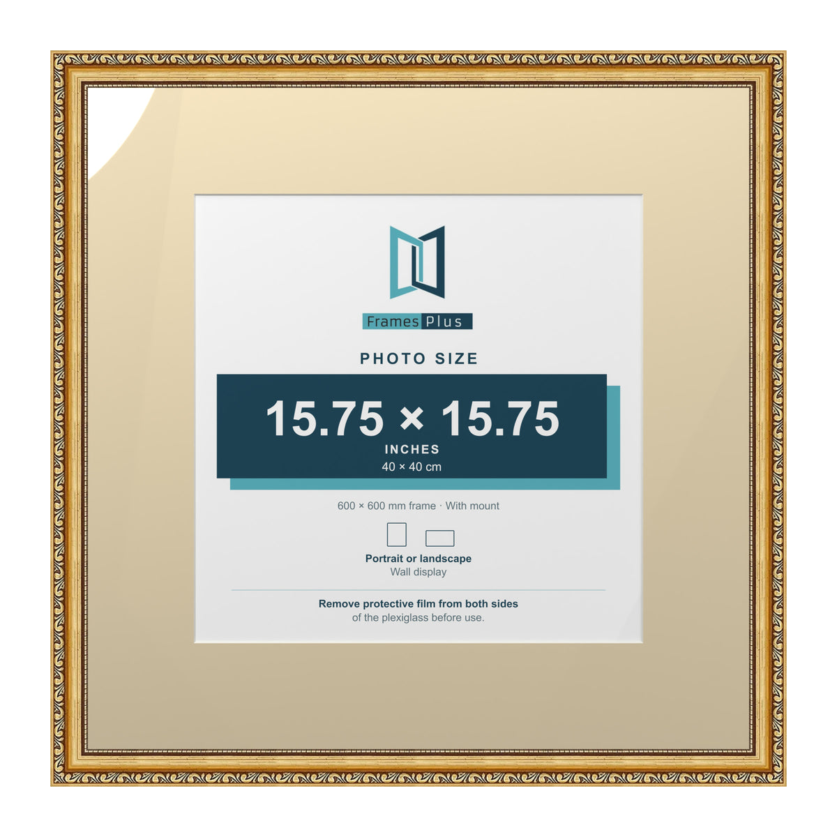 Louis Range Gold Picture, Photo & Poster Frame with Ivory Mount - 60x60cm Frame for 40x40cm Photo, Gold
