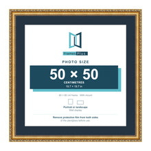 Louis Range Gold Picture, Photo & Poster Frame with Pacific Blue Mount - 60x60cm Frame for 50x50cm Photo, Gold