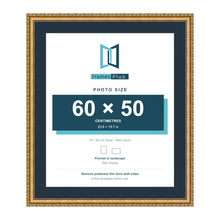 Louis Range Gold Picture, Photo & Poster Frame with Pacific Blue Mount - 70x60cm Frame for 60x50cm Photo, Gold