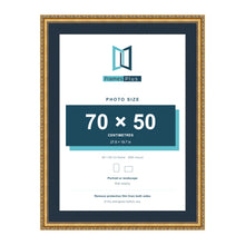 Louis Range Gold Picture, Photo & Poster Frame with Pacific Blue Mount - 80x60cm Frame for 70x50cm Photo, Gold