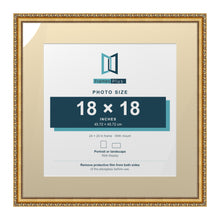 Louis Range Gold Picture, Photo & Poster Frame with Ivory Mount - 24x24" Frame for 18x18" Photo, Gold