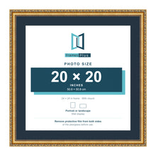 Louis Range Gold Picture, Photo & Poster Frame with Pacific Blue Mount - 24x24" Frame for 20x20" Photo, Gold