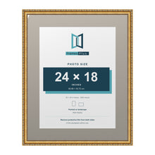 Louis Range Gold Picture, Photo & Poster Frame with Dawn Grey Mount - 30x24" Frame for 24x18" Photo, Gold