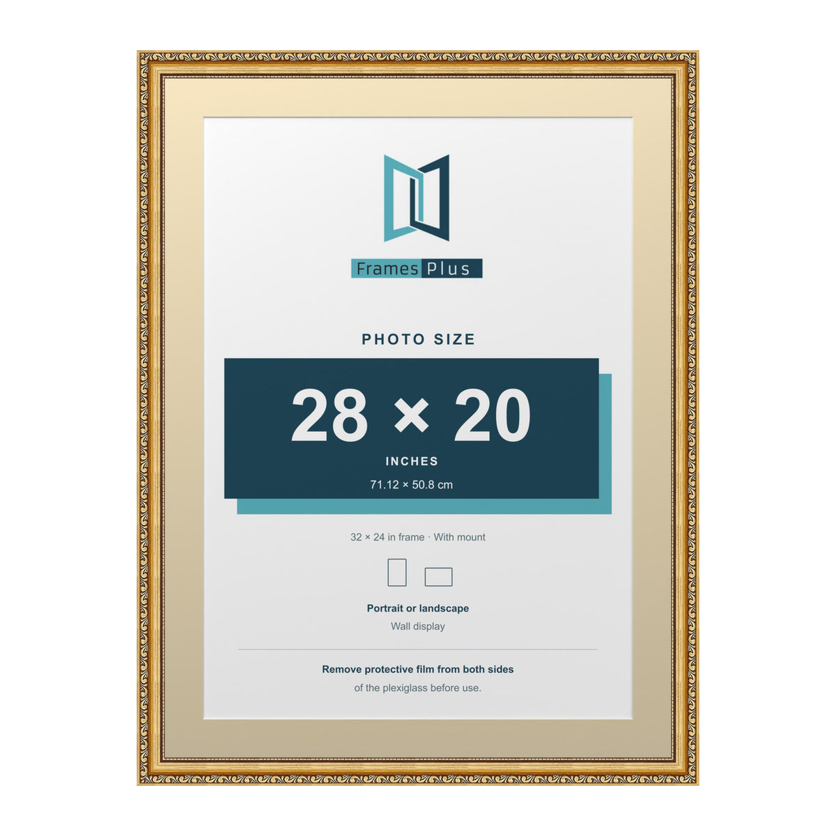 Louis Range Gold Picture, Photo & Poster Frame with Ivory Mount - 32x24" Frame for 28x20" Photo, Gold