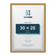 Louis Range Gold Picture, Photo & Poster Frame with White Mount - 34x24" Frame for 30x20" Photo, Gold
