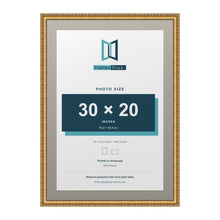 Louis Range Gold Picture, Photo & Poster Frame with Dawn Grey Mount - 34x24" Frame for 30x20" Photo, Gold