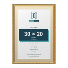 Louis Range Gold Picture, Photo & Poster Frame with Ivory Mount - 34x24" Frame for 30x20" Photo, Gold