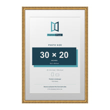 Louis Range Gold Picture, Photo & Poster Frame with White Mount - 36x24" Frame for 30x20" Photo, Gold