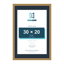 Louis Range Gold Picture, Photo & Poster Frame with Pacific Blue Mount - 36x24" Frame for 30x20" Photo, Gold